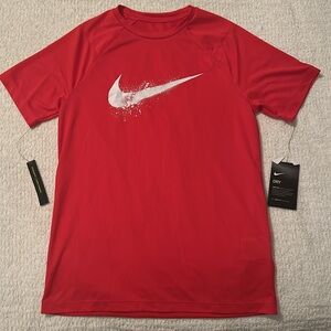 Nike red dry fit tee shirt. Size Youth Large. NWT